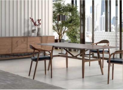 Modern 6-piece dining room set table 4x chairs with sideboard dining suite group